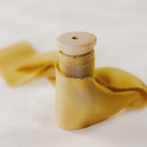 Hand Torn Ribbon for Wedding Invitations and Bride Bouquet, Hand Dyed Silk Ribbon, Earth Tones