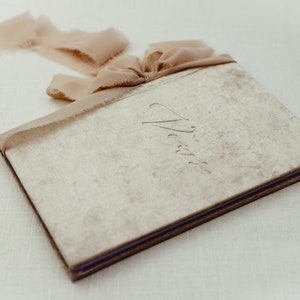 Velvet Vow Book for Wedding Bridal Shower or Engagement Gift for the Bride His and Her Vows Vow Book with Silk Ribbon Champagne