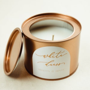 Wedding Day Candle for Bride & Bridal Party Premium Soy Candle Bridesmaid Bridal Shower Gift Beautiful Tin Candle Personalized Wedding Favor