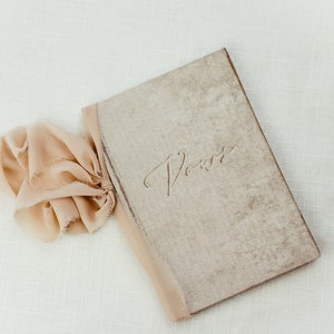 Vow Book with Silk Ribbon Champagne Velvet Vow Book for Wedding Ceremony Bridal Shower or Engagement Gift for the Bride His and Her Vows