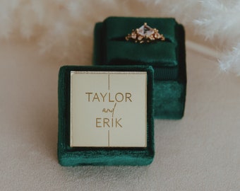 Personalized Velvet Ring Box: Square Wedding Engagement Ring Holder