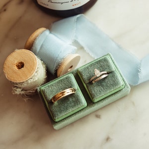 Velvet Double Ring Box: Engagement & Wedding Band Holder