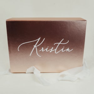 Personalized Gift Box with Name in Calligraphy on White or Rose Gold High Quality Luxury Gift Box for Bride and Bridesmaids Bridal Party