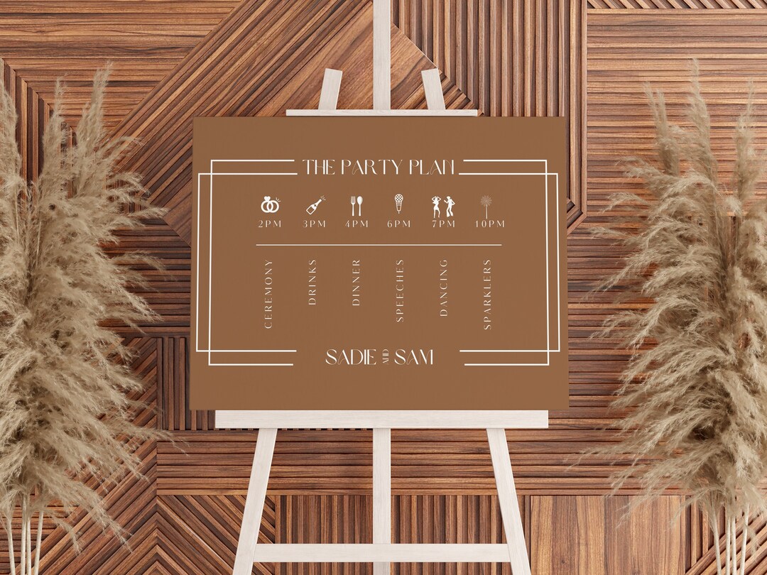 Boho Wedding Timeline, Customizable Wedding Schedule Sign, Order of