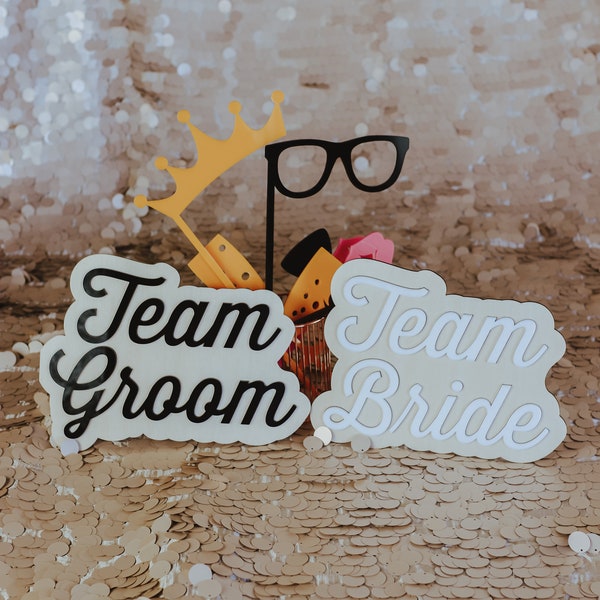 Photo Booth Props Wedding, Wedding Signs, Team Bride & Team Groom, Wedding Photo Props, Wedding Photo Booth, Gift for Bride, Bridal Shower