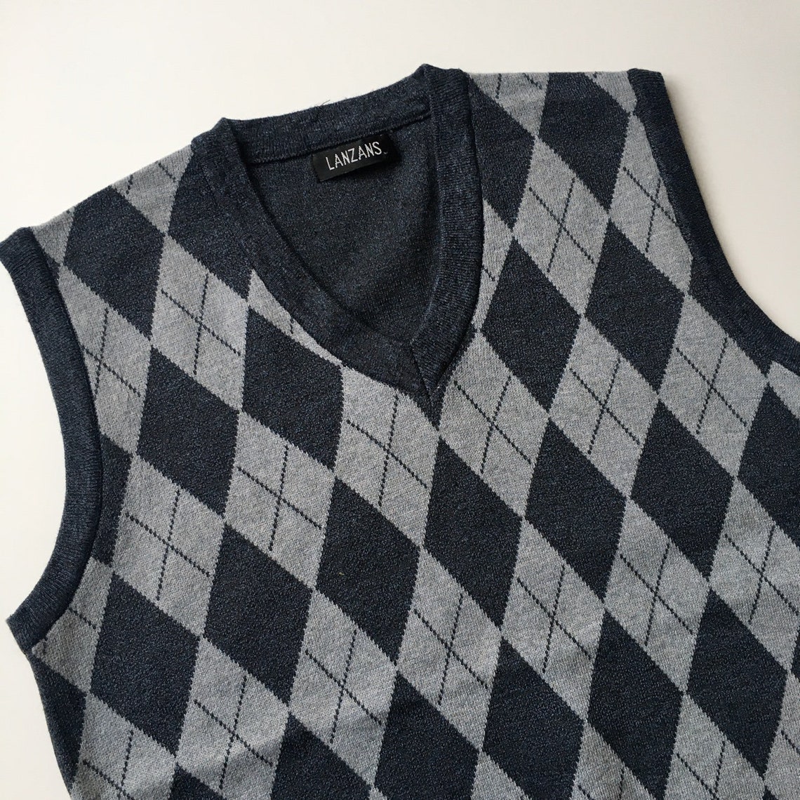 Black UK made argyle sweater vest | Etsy