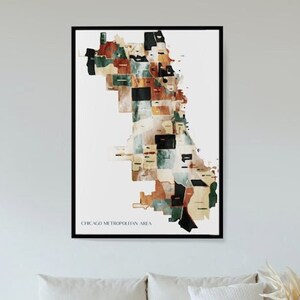 Digitaldruck | Chicago Kunstdruck / Chicago Metropolitan Area / Leinwanddruck / Posterdruck / Karte Poster / Wandkunst / Chicago, Illinois
