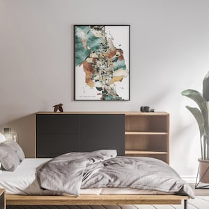 Salt Lake City Karte Drucken | Salt Lake City Kunst Poster Druck | Salt Lake City abstrakte Karte Kunst | Digital Art Print | Benutzerdefinierte Karte Leinwand Druck