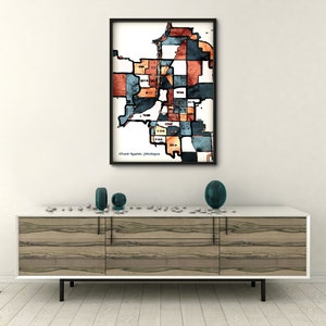 Grand Rapids Karte Kunstdruck / Grand Rapids Digital Art Print / Grand Rapids Poster Print / Grand Rapids Leinwanddruck / Abstrakte Karte Kunstdruck