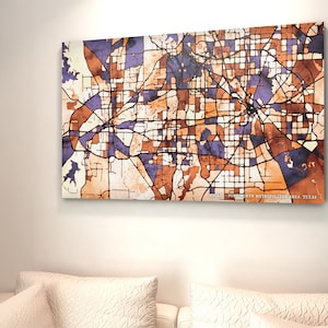 Dallas - Fort Worth Metro abstrakte Karte (Version 2), Dallas - Fort wert Leinwand Druck, abstrakte Wand Kunstdruck, Dallas - Fort wert Kunstwerk
