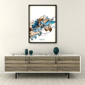 Knoxville Tennessee Abstract Art Print, Knoxville Artwork, Abstract Poster Print, Digital Art Print, Custom Canvas Print, Custom Map Art