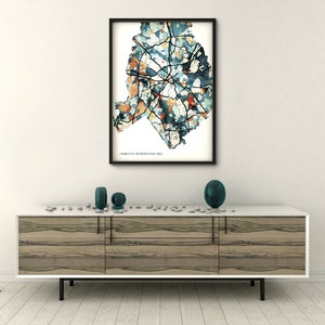Digital Print | Charlotte, NC Art Print/ Canvas Print/ Poster Print/ The Queen City/ Abstract Art/ Map Print/ Charlotte, North Carolina