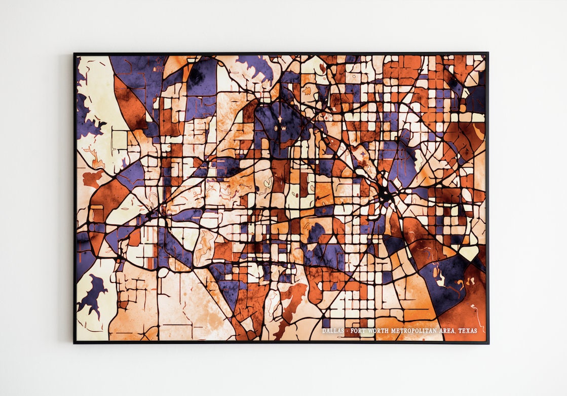 Dallas - Fort Worth Metro Abstract Map (version 2), Dallas - Fort Worth ...