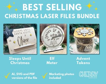 Christmas Laser Cut File | Christmas Countdown SVG | Christmas Laser File | Glowforge Files | Christmas SVG Bundle | Laser Cut Christmas