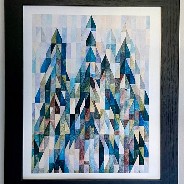 Fine Art Print: “Berkshire Pines" by Marianne Vecsey, FREE SHIPPING!! Original Watercolor, Evergreens, Geometric Art