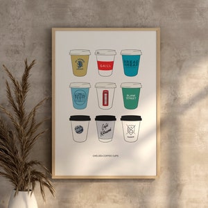 Chelsea Coffee Cups - West London Print Illustration Poster