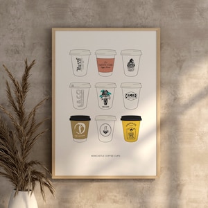 Newcastle Coffee Cups - Print Illustration Poster