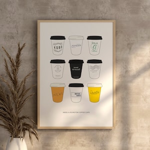 Angel & Islington Coffee Cups - Coffee Print Poster - North London