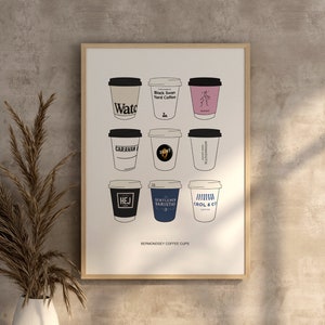 Borough & Bermondsey Coffee Cups - South London Illustration Poster