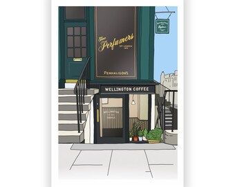 Affiche d&#39;illustration avec impression de café Wellington - impression d&#39;Édimbourg