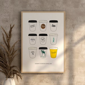 Highbury & Islington Coffee Cups - Coffee Print Poster - North London