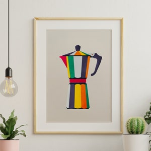 Moka Pot Colourful Print - Coffee Maker Prints