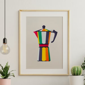 Moka Pot Colourful Print Coffee Maker Prints image 1