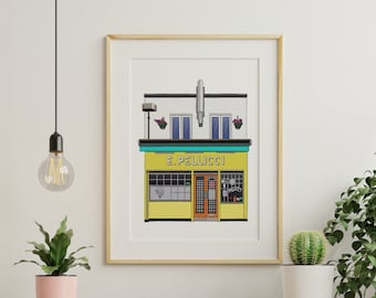 Affiche d&#39;illustration imprimée E Pellicci Cafe - Impression Bethnal Green East London