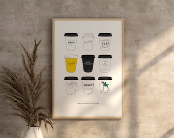 North London Coffee Cups - Coffee Print Poster