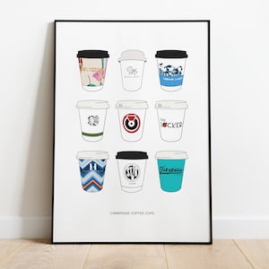 Cambridge Coffee Cups - Print Illustration Poster