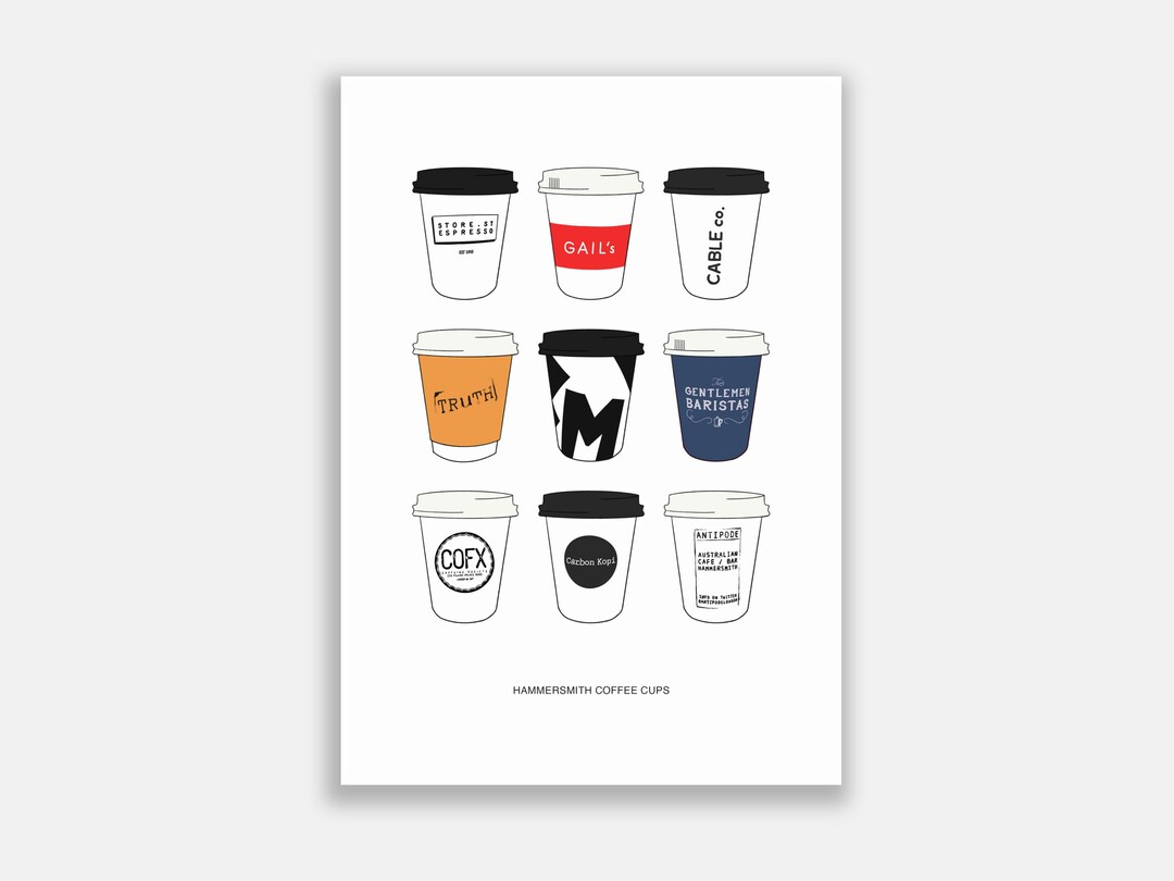 Hammersmith Coffee Cups West London Print Illustration Etsy