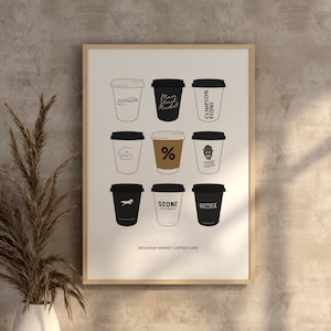 Broadway Market Coffee Cups - East London Print Poster // London Fields