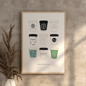 Manchester Kaffeetassen Print Illustration Poster