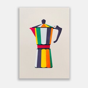 Moka Pot Colourful Print Coffee Maker Prints image 2