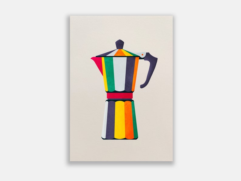 Moka Pot Colourful Print Coffee Maker Prints image 2