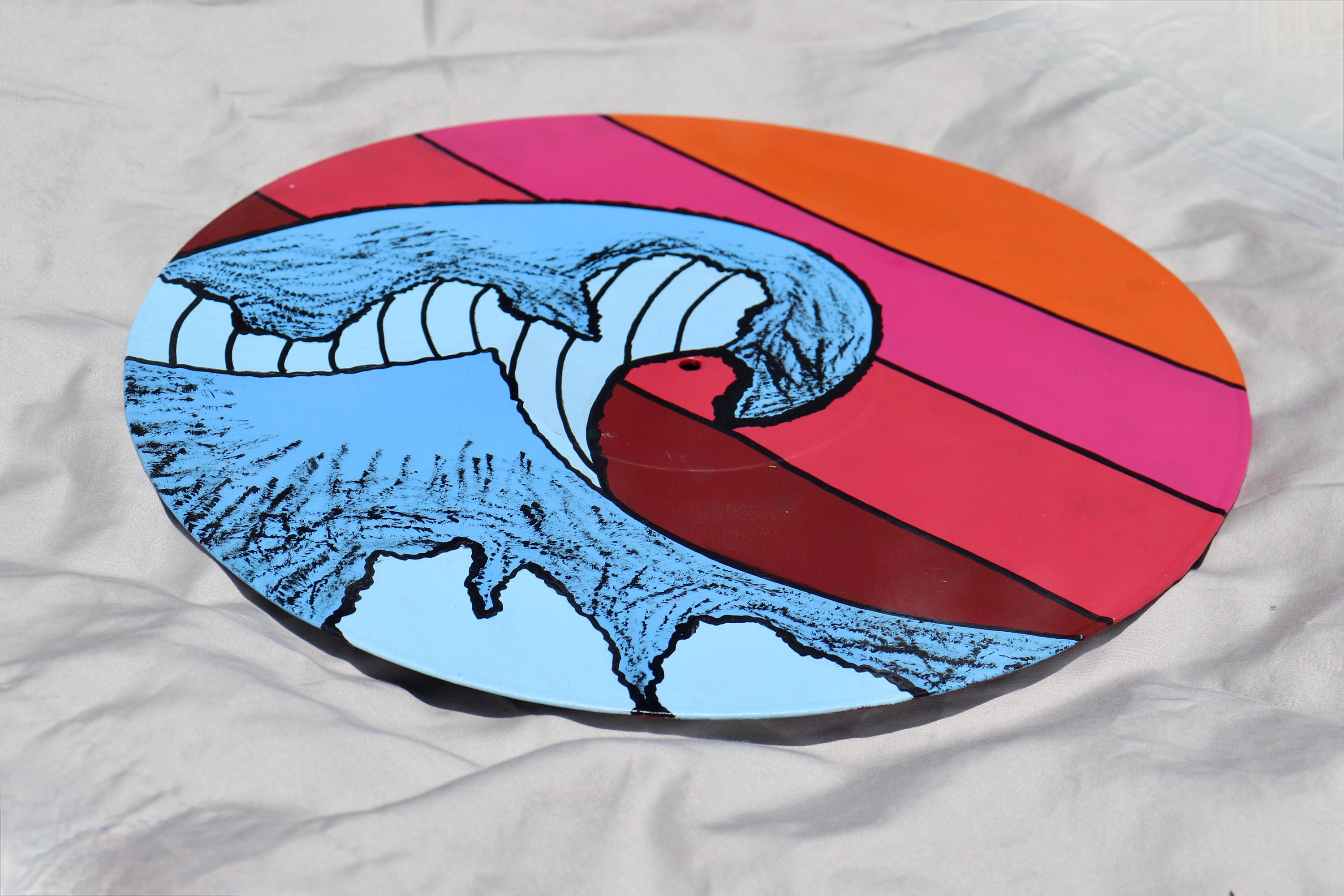 Wave Hand Painted Vinyl Record Etsy