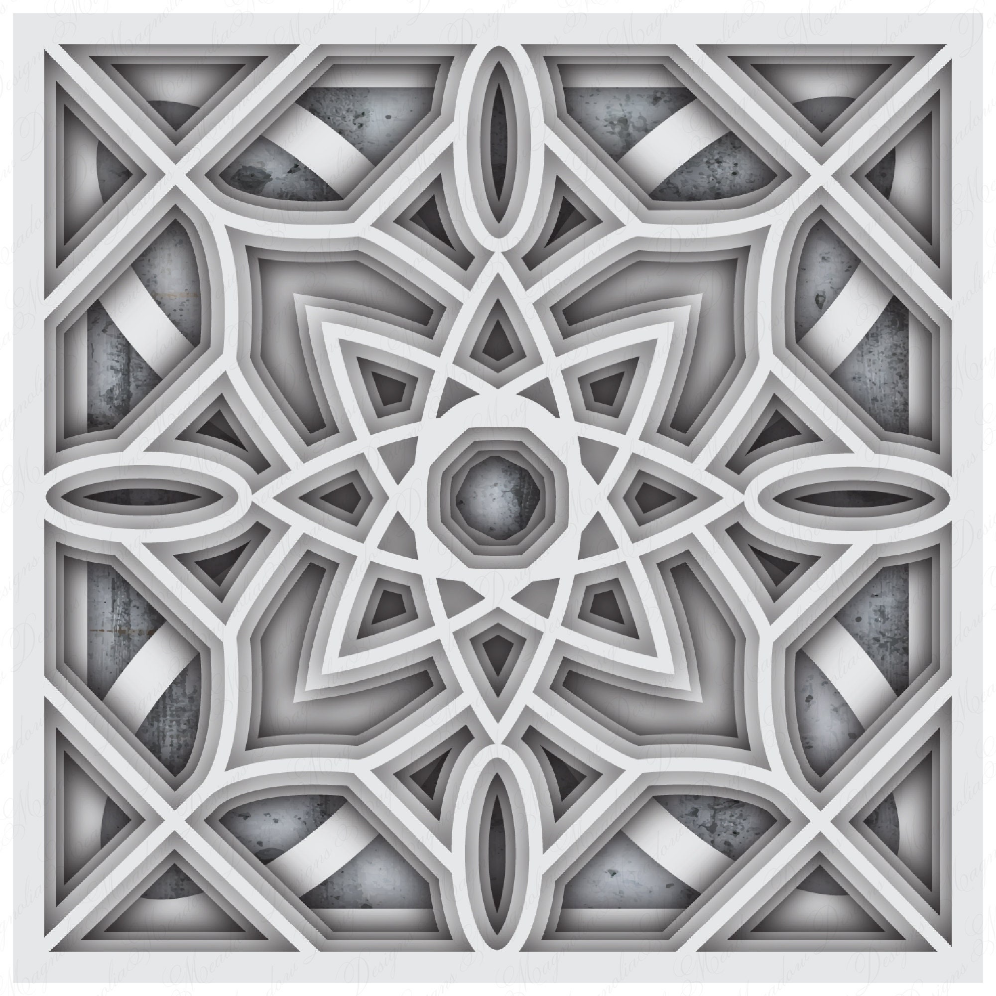 Square Mandala SVG 3D Mandala SVG Layered Mandala SVG | Etsy