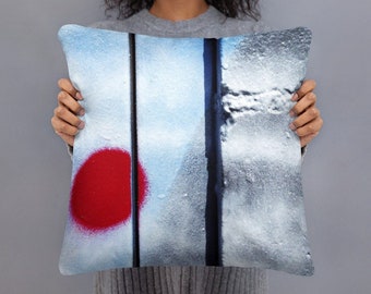 Graffiti print throw pillow - 18 inch square cushion - NYC urban art accent pillow