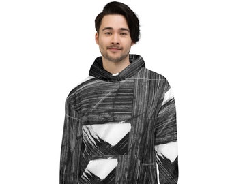 Graffiti Print Unisex Hoodie, Recycled Fabric Pullover
