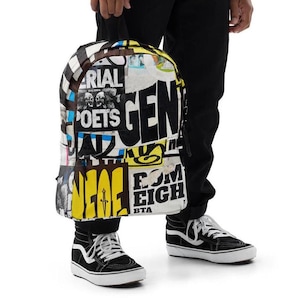 Sac à dos original à imprimé graffiti, sacoche pour ordinateur de style urbain, sac photo coloré éclatant de haute qualité, sac à dos robuste et durable, rentrée scolaire