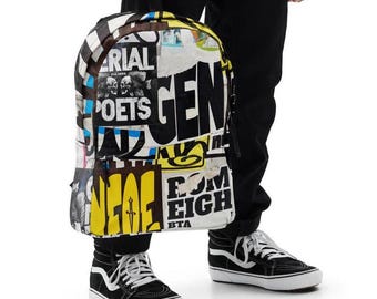 Urban Graffiti Backpack: Vibrant Print Computer Bag for School, Work, Travel - Durable & Stylish