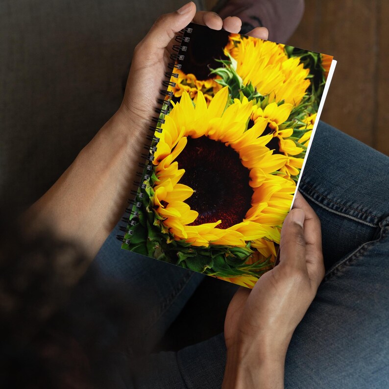 Sunflower Spiral Notebook: Floral Dot Paper Journal - Etsy
