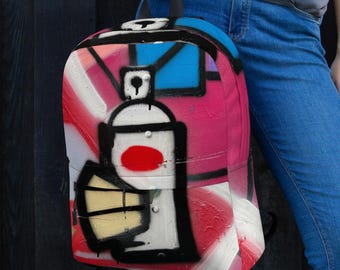 Funky Graffiti Print Backpack: Urban Street Art Inspired Bag, Durable Accessory for School & Travel