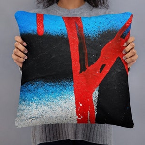 Graffiti print throw pillow - NYC urban art accent pillow - 18 inch square cushion