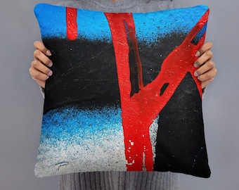 Graffiti print throw pillow - NYC urban art accent pillow - 18 inch square cushion