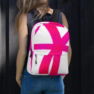 Sac à dos rose fuchsia à imprimé graffiti, Sacoche pour ordinateur de style urbain, Sac photo éclatant de haute qualité à impression photo, Sac à dos original et durable, Rentrée scolaire