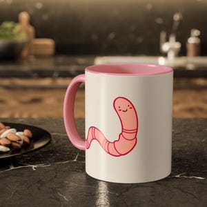 Personalized Worm Coffee Mug: Colorful Ceramic Gardener Gift