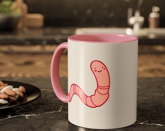 Personalisierte Wurm Kaffeetasse: Bunt Keramik Gärtner Geschenk