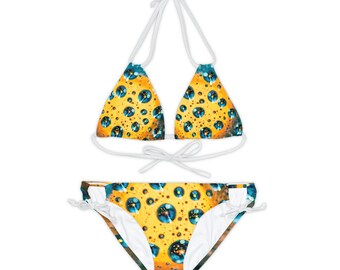 Set bikini con spalline Goccia d'acqua scintillante (AOP)