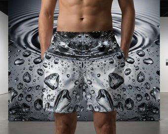 Water drop Men's Mid-Length Swim Shorts